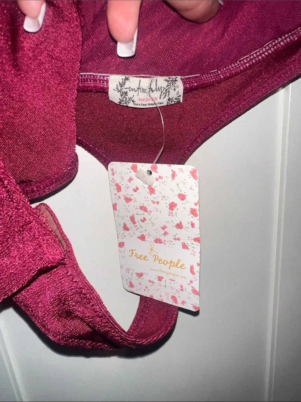 NWT FREE PEOPLE  Night Owl Bodysuit- Dark Rhubarb
